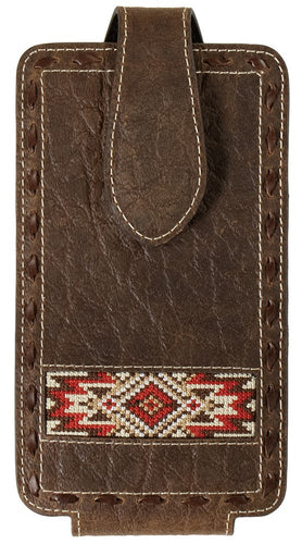 Wesern Embroidered Inlay Cell Phone Holder with Buck Lace Red