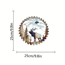 Load image into Gallery viewer, Laser Cut Saw Blade Metal Art with Elk