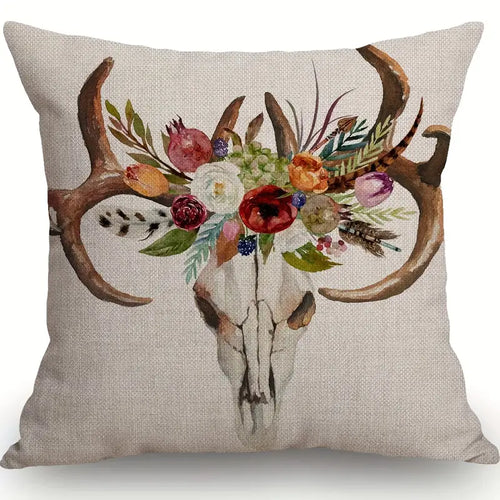 Floral Skull Accent Pillow - 18