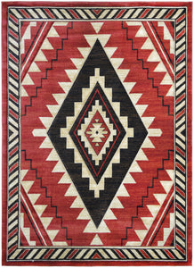 "Taos Red" Lodge Area Rug Collection - Available in 4 Sizes!