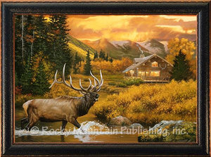 "Golden Hour" Elk Framed Canvas Print