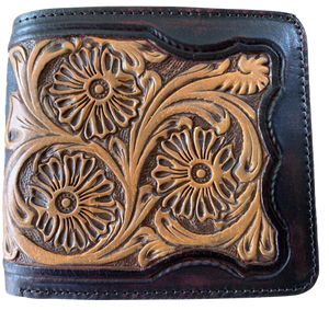 Ranger Heavy Duty Brown Floral Tooled Leather Bi-Fold Wallet