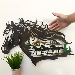 Running Horses Metal Art - 11-5/8" Wide