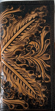 Load image into Gallery viewer, Black &amp; Tan Tooled Leather Rodeo Wallet