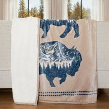 Load image into Gallery viewer, "Three Buffalo" Plush Throw - 54" X 68"