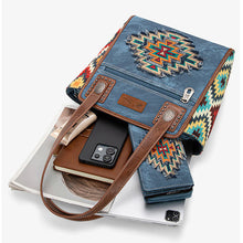 Load image into Gallery viewer, Western Aztec Jean Denim Tote