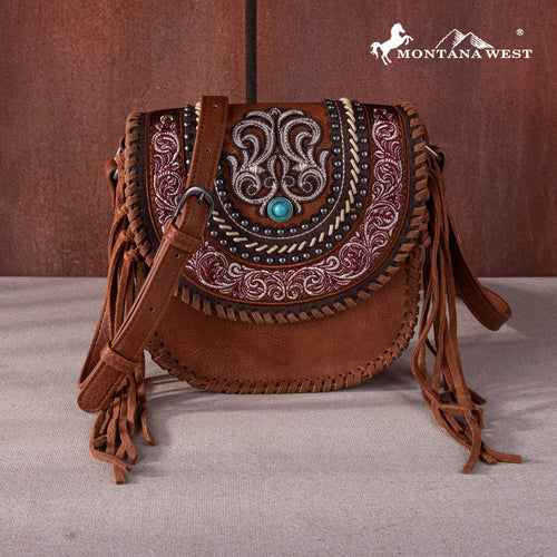 Western Tooled Concealed Carry Crossbody- Brown