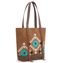 Load image into Gallery viewer, Southwestern Embroidered Tote - Brown