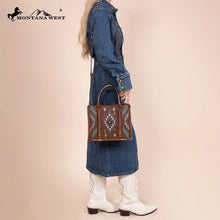 Load image into Gallery viewer, Western Embroidered Aztec Tote/Crossbody - Coffee