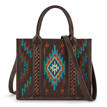 Load image into Gallery viewer, Western Embroidered Aztec Tote/Crossbody - Coffee