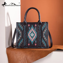 Load image into Gallery viewer, Western Embroidered Aztec Tote/Crossbody - Turquoise
