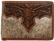 Load image into Gallery viewer, Western Longhorn with Calf Hair Overlay Leather Bi-Fold Wallet
