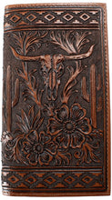 Load image into Gallery viewer, Nocona Longhorn Flowers Rodeo Wallet Brown