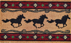 Running Horses Outdoor Coir Mat