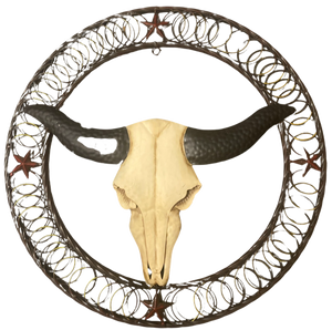 Western Cow Skull Metal Wall Sign - 21"