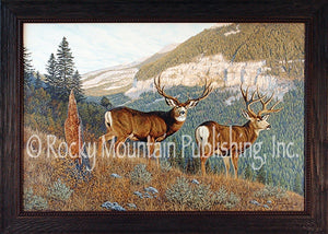 "Sundown Retreat" Deer Canvas Textured Framed Print
