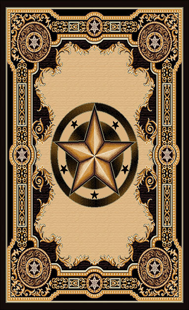 Texas Star Black Rug Collection - 6 Sizes to Choose From!