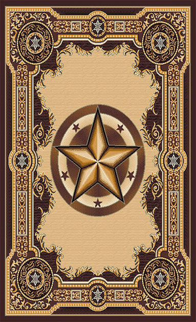 Texas Star Chocolate Rug Collection - 6 Sizes to Choose From!