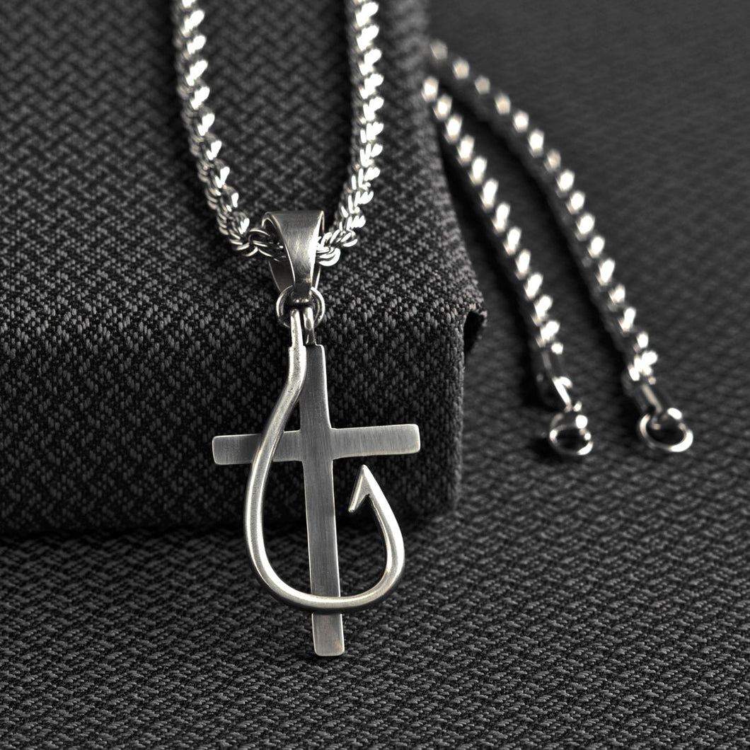 Western Men's Cross Necklace with Fish Hook by Twister