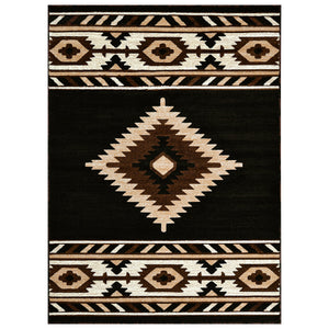 "Navajo Shamanic Eye Black" Southwestern Area Rug  (4 Sizes Available)