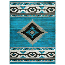 Load image into Gallery viewer, &quot;Navajo Shamanic Eye Blue&quot; Southwestern Area Rug  (4 Sizes Available)