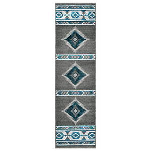 "Navajo Shamanic Eye Graphite" Southwestern Area Rug  (4 Sizes Available)