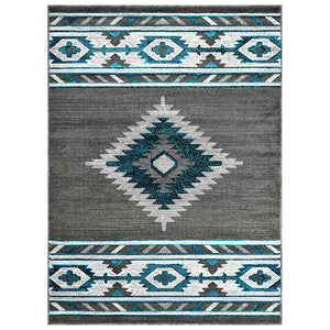 "Navajo Shamanic Eye Graphite" Southwestern Area Rug  (4 Sizes Available)