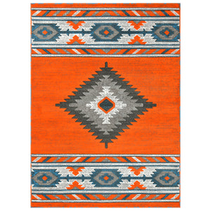 "Navajo Shamanic Eye Naranja" Southwestern Area Rug  (4 Sizes Available)