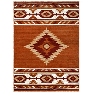 "Navajo Shamanic Eye Rust" Southwestern Area Rug  (4 Sizes Available)