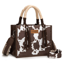 Load image into Gallery viewer, Wrangler Cow Print Tote/Crossbody - Coffee
