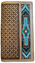Load image into Gallery viewer, Twisted X Tan Basketweave Leather Rodeo Wallet with Beaded Inlay