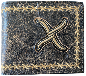 Twisted X Distressed Brown Bi-Fold Wallet with Gold Embroired Logo
