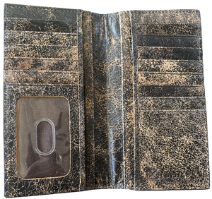 Twisted X Brown Crackled Leather Rodeo Wallet with Twisted X Border