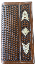 Load image into Gallery viewer, Twisted X Heavy Duty Brown Basketweave Leather Rodeo Wallet with Rawhide Lacing