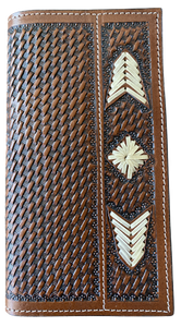 Twisted X Heavy Duty Brown Basketweave Leather Rodeo Wallet with Rawhide Lacing