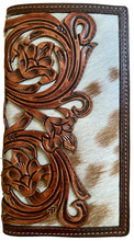 Load image into Gallery viewer, Twisted X Hair-On Rodeo Wallet with Brown Leather Filigree Cut Overlay