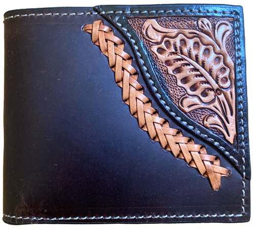 Twisted X Brown Bi-Fold Wallet with Natural Tooling & Lacing