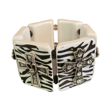 Load image into Gallery viewer, Cross Stretch Bracelet with Zebra Stripes