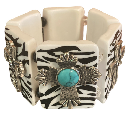 Cross Stretch Bracelet with Zebra Stripes