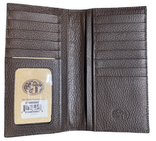 Load image into Gallery viewer, Men's Tooled Brown Leather and Rug Fabric Rodeo Wallet