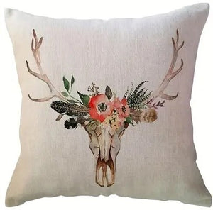 "Floral Deer Skull" Accent Pillow with Arrows
