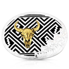 Load image into Gallery viewer, Desert Twilight Southwestern Belt Buckle with Buffalo Skull - Made in the USA!