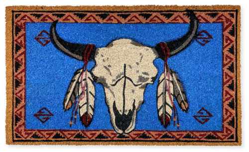 Cow Skull Outdoor Coir Mat