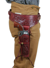 Load image into Gallery viewer, Hand Tooled Leather Gun Belt with Single Holster - .22 Caliber