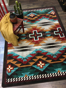 "Rustic Cross - Electric" Southwestern Area Rugs - Choose from 6 Sizes!