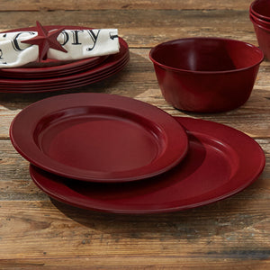 Linville 16-Piece Metal Enamel Dinnerware Set - Red