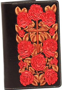 Western Floral Rose Cross Bible Cover with New Testament