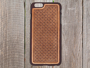 Western Leather iPhone6+ Case with Basket Weave Design