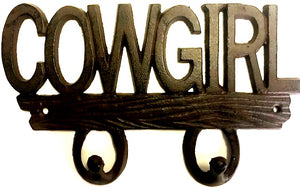 "COWGIRL" Cast Iron Wall Hooks