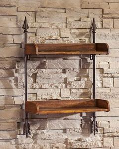 2-Tiered Metal & Wood Arrow Shelf